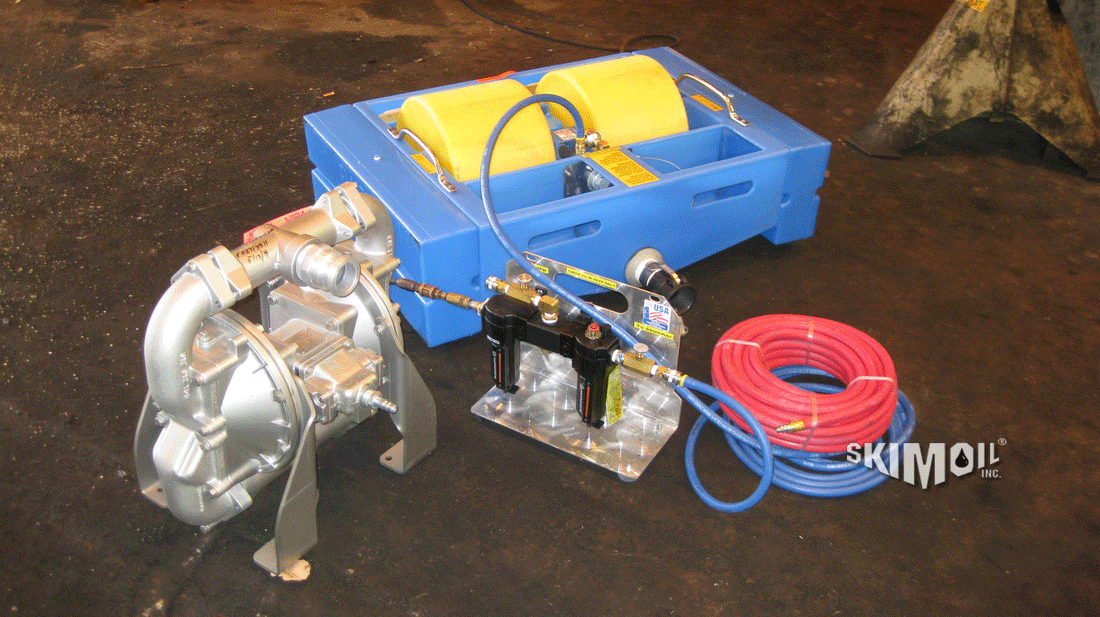 First Response Spill Response System: custom to your needs, total system with dedicated pump, hoses, skimmer, couplers