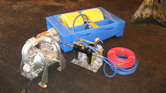 Floating drum skimmer system with pump, hoses, control panel stand, gives you very little water GPM rating